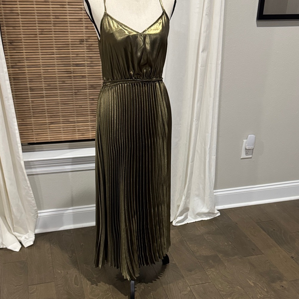 Satin Olive Green Maxi Dress